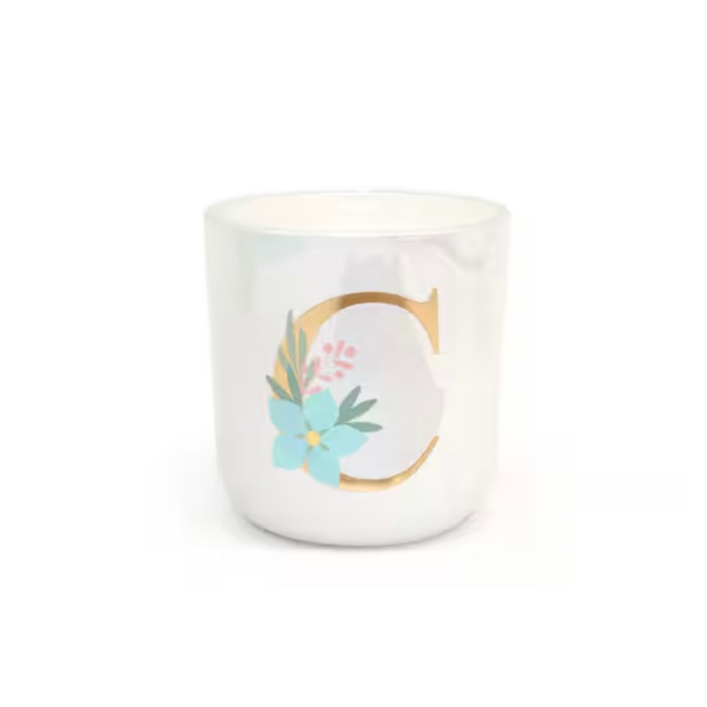 Ashland 10 oz Gold Monogram Citrus Sunrise Scented Candle with Initial C